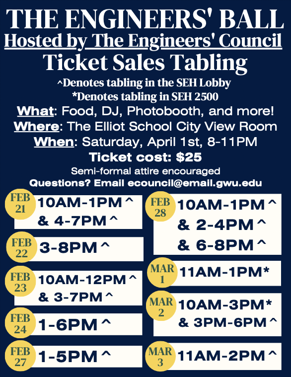 The Engineers' Ball Ticket Sales Tabling Flyer