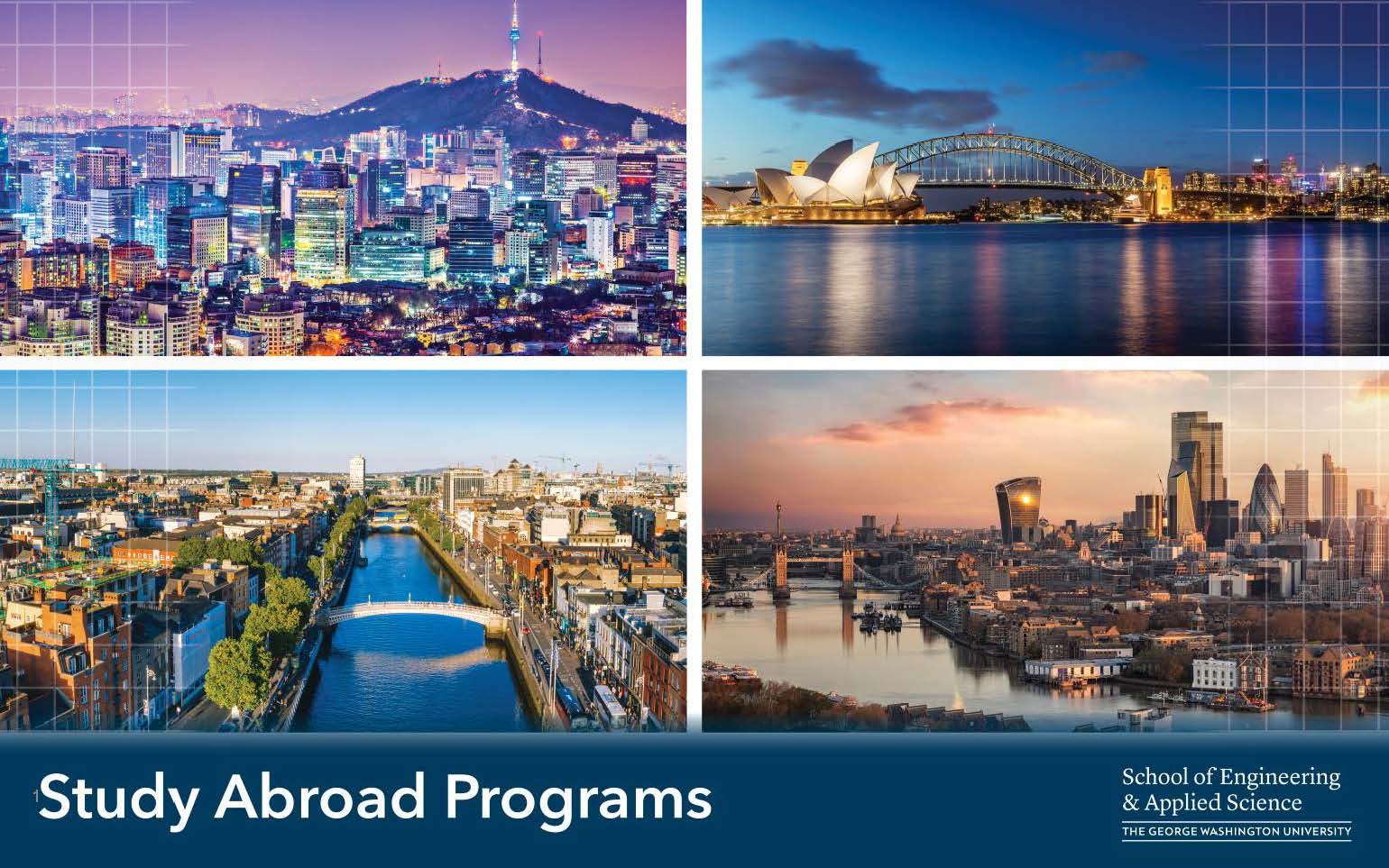 Study abroad programs, images of 4 different cities