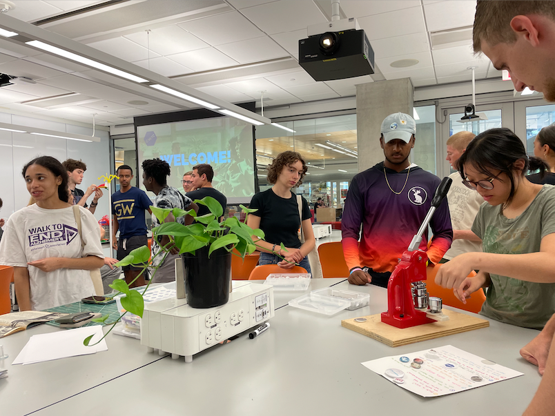 1st-year students using equipment in the Science & Engineering Hall