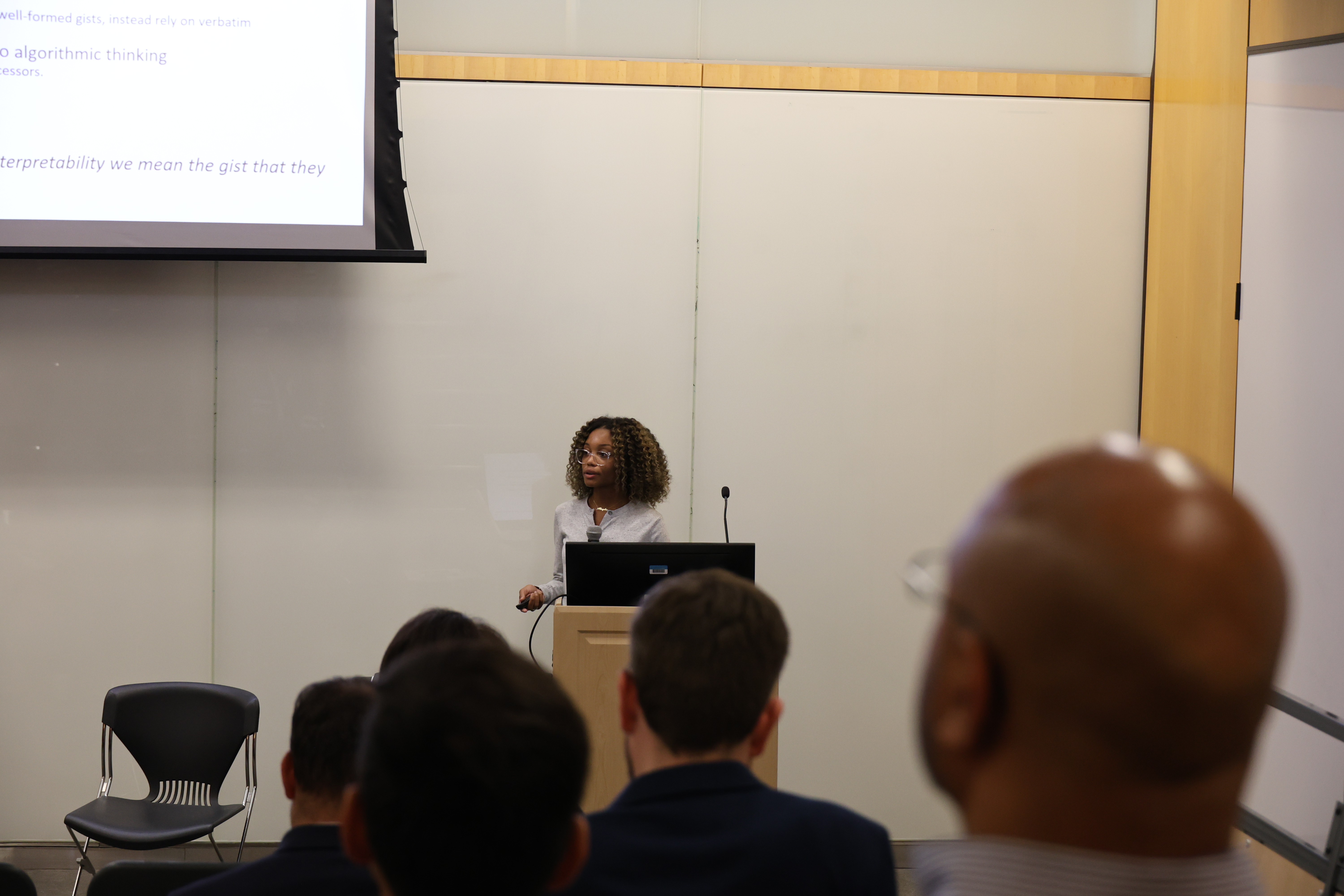 Graduate student Alaysha Shearn presenting her research
