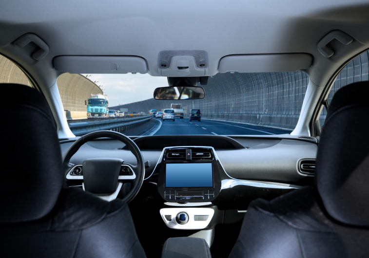 Photo from inside an autonomous vehicle