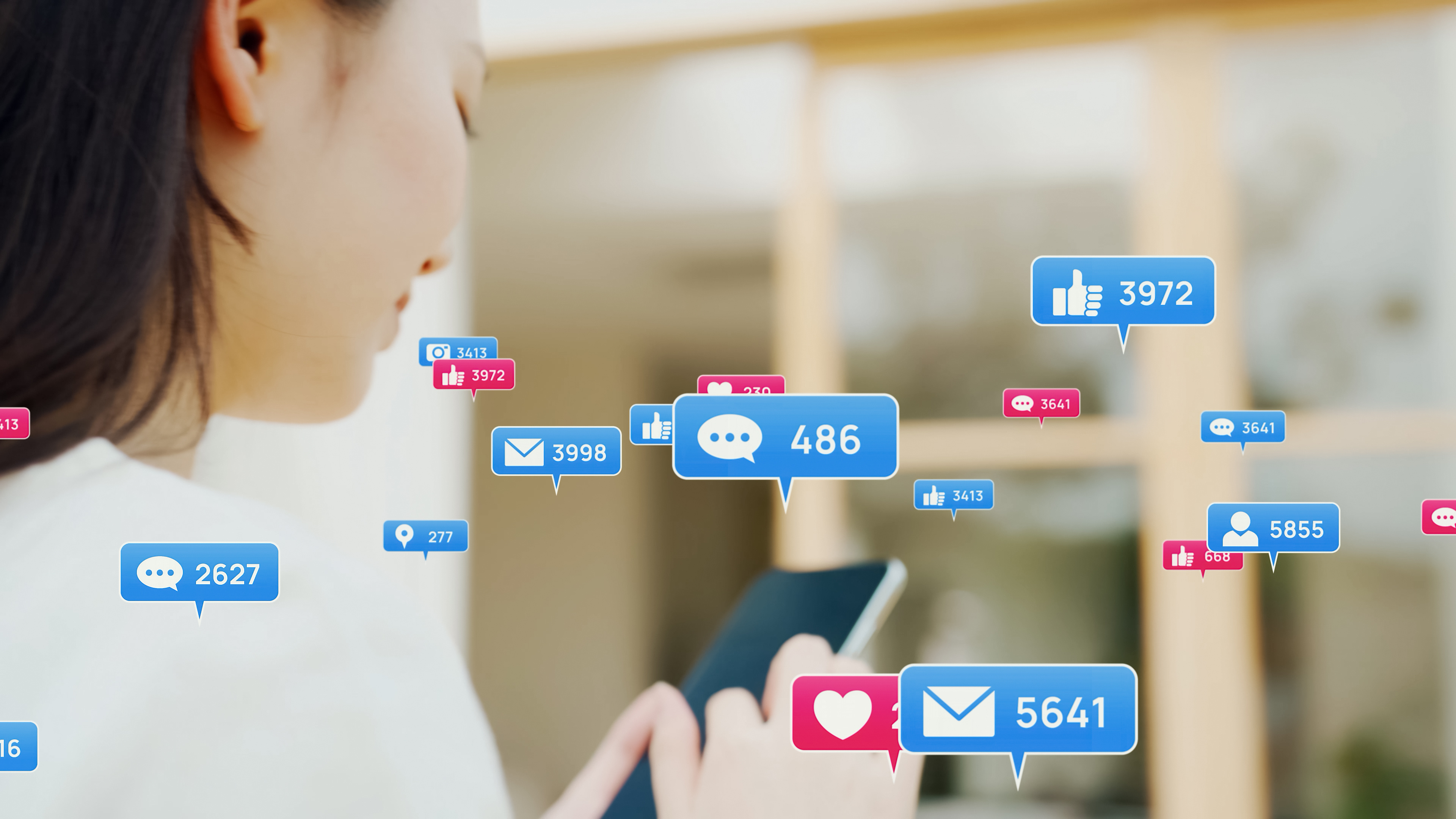 Stock image of likes and comments