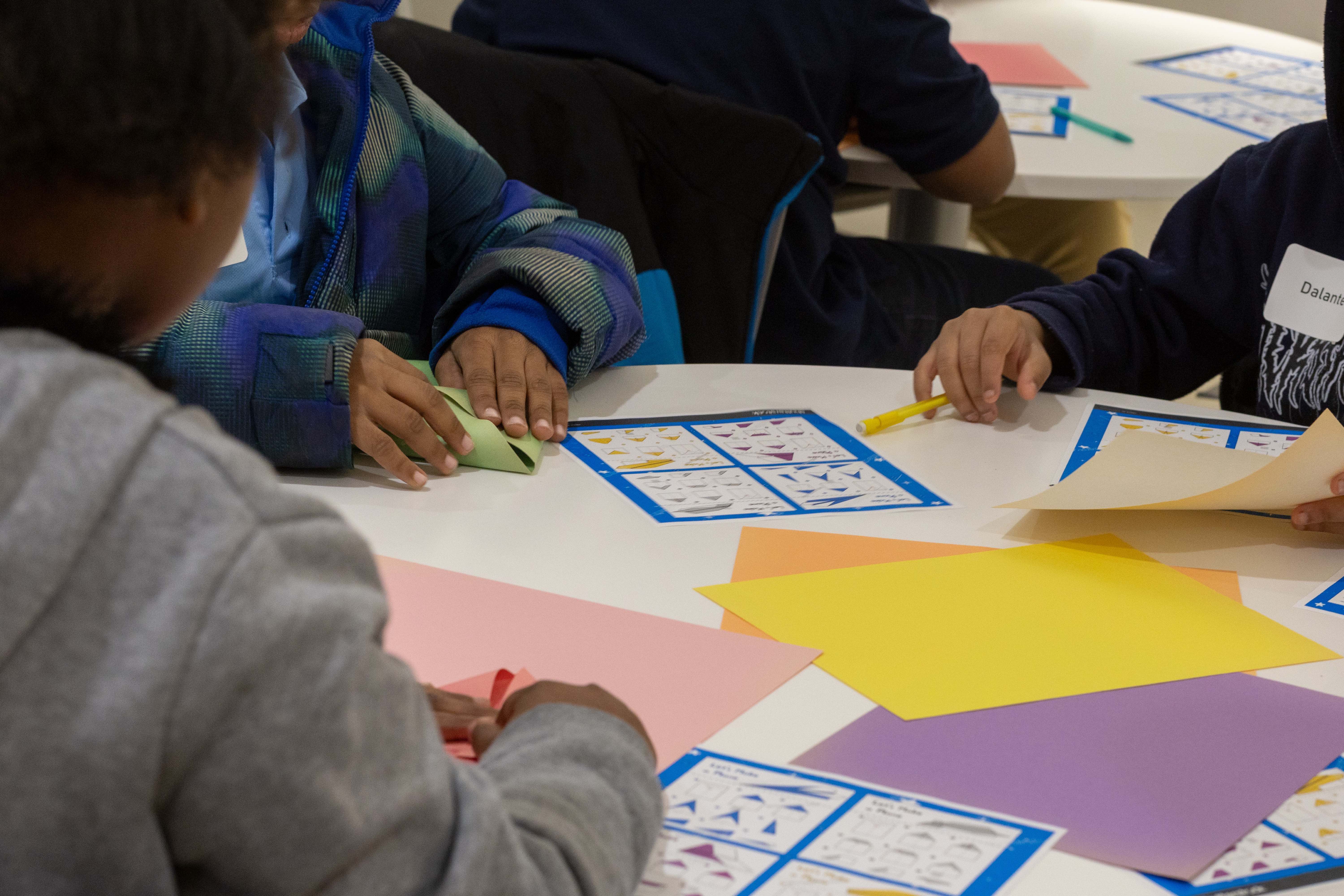 Elementary students participating in an activity