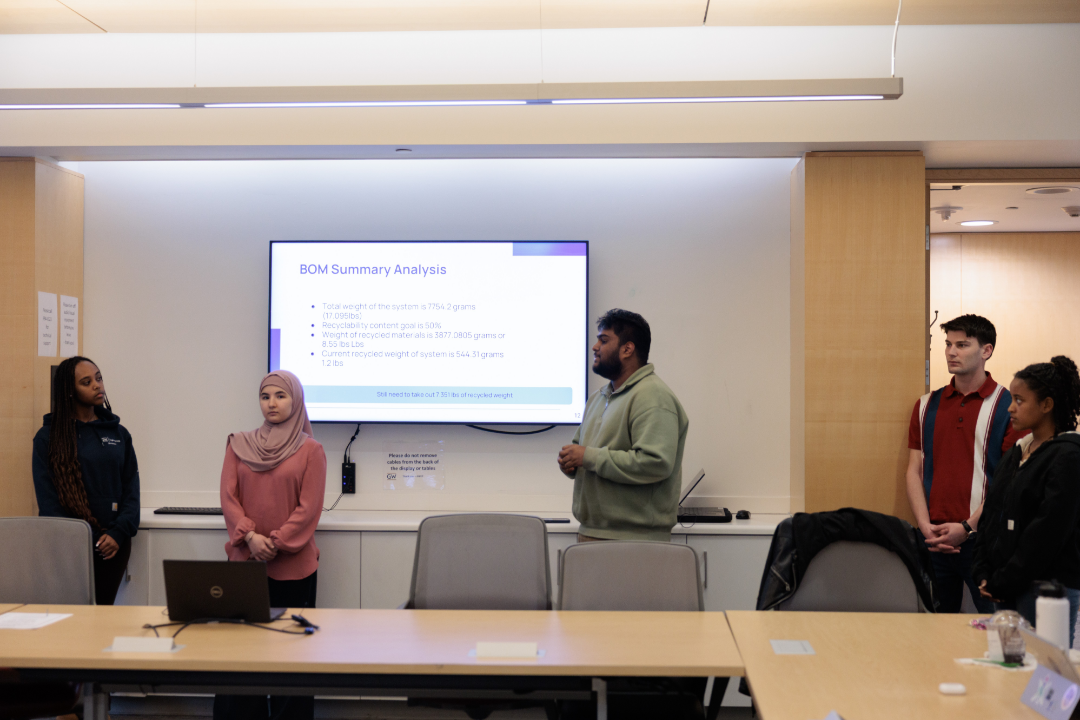 Engineering students presenting a project 