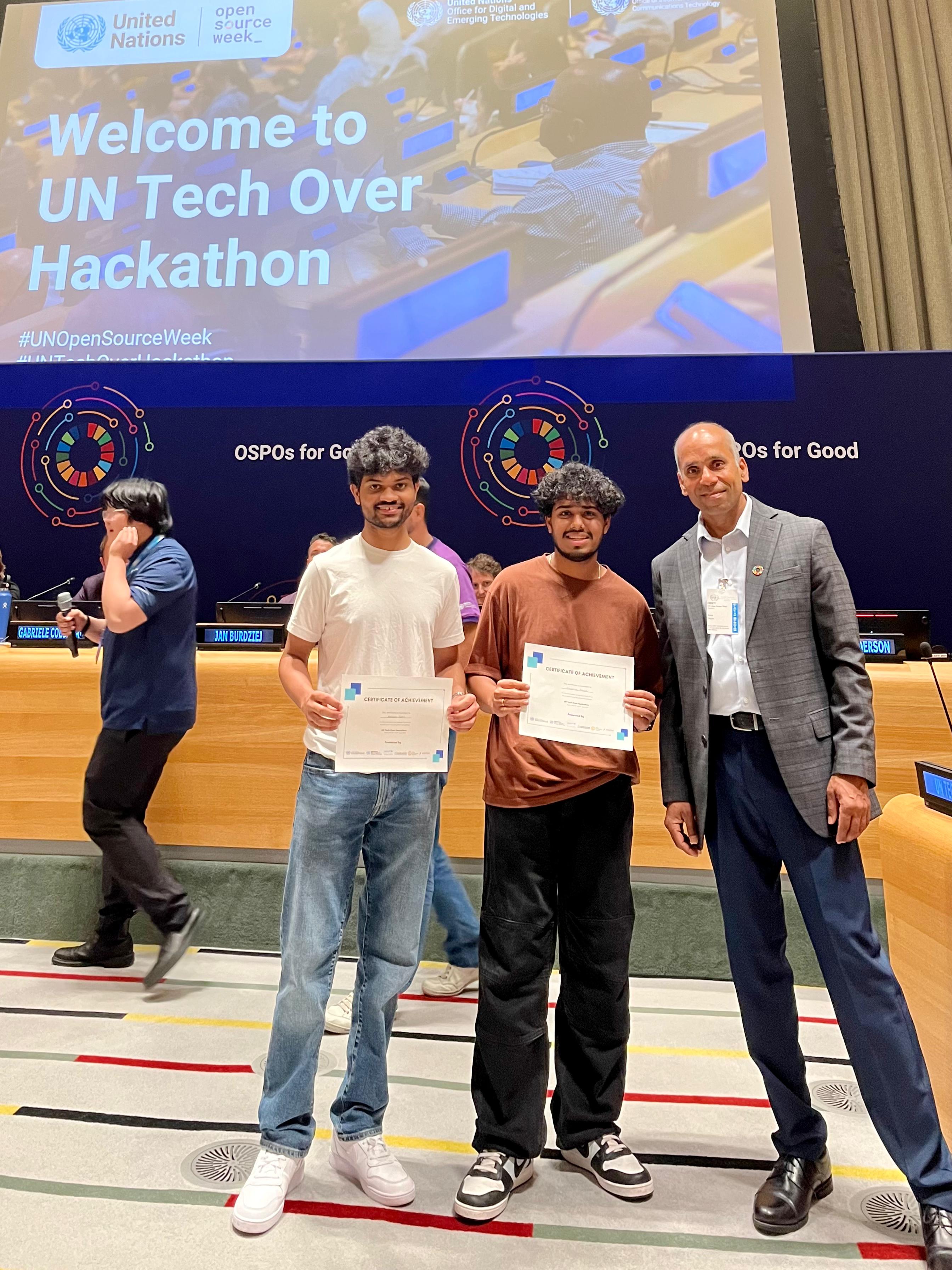 Dhairya Shah and Anket Patil holding their certificate