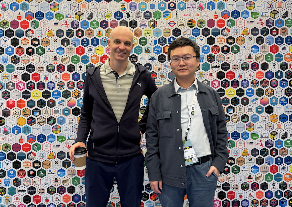 Professor Helveston and Pingfan Hu at posit::conf(2025)