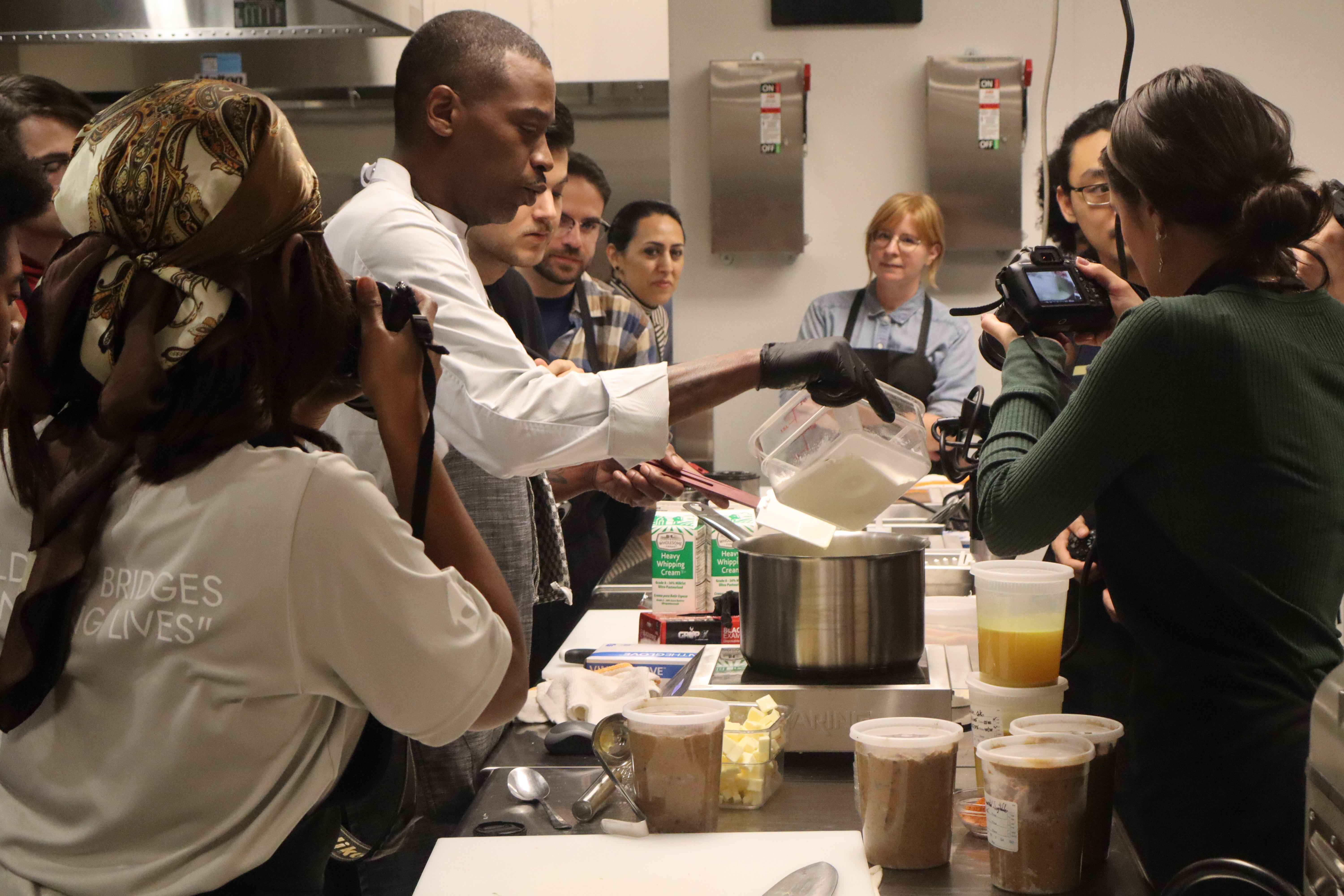 The class watching Chef Jarrod Himes