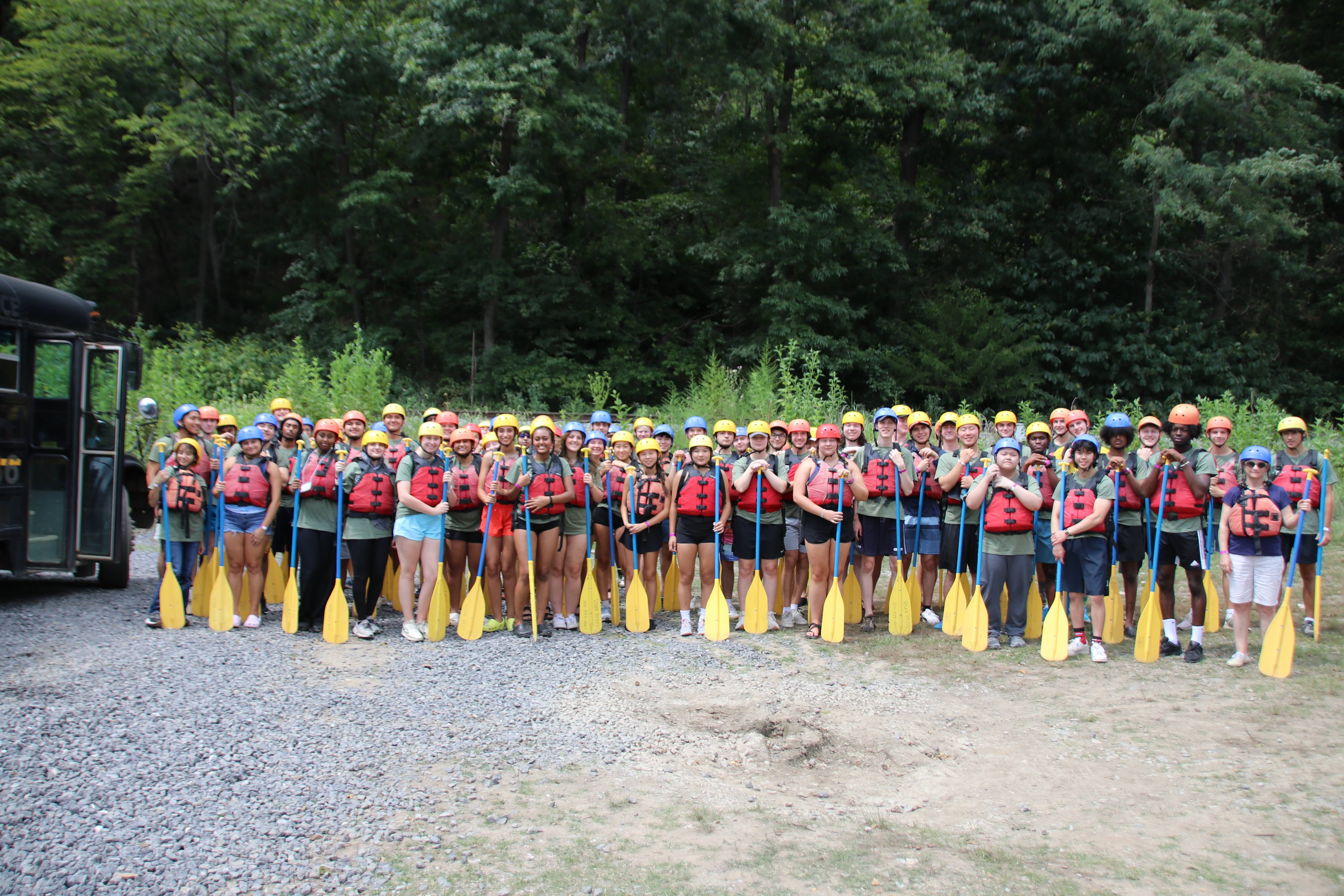 Students prepared to go whitewater rafting