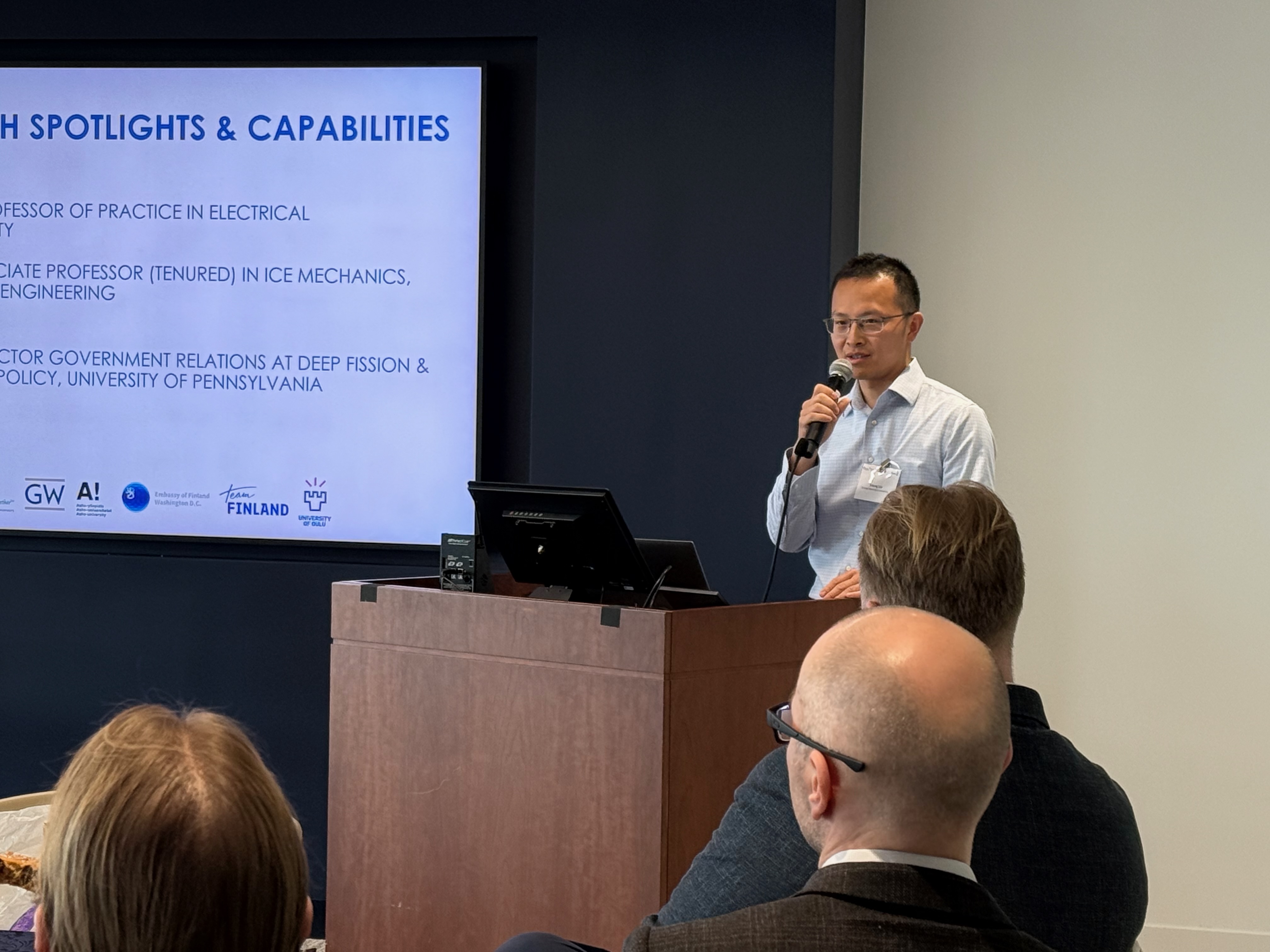 Assistant Professor Xitong Liu introduced a research spotlight and capabilities panel.