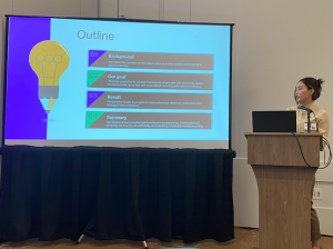 Ph.D. student Xinyu Shi presenting