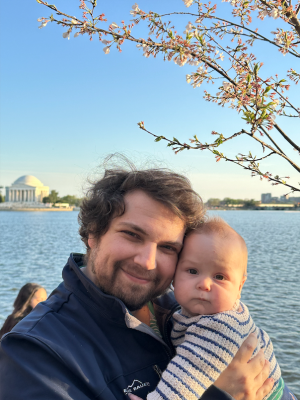 Chris Heroman with his son at Tidal Basin