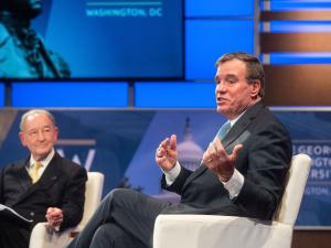 Senator Mark Warner and President Wrighton during their session