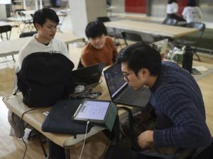 The team working on their prototype