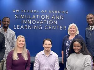 Opal HTM team members, L to R: engineering grad students Sanchit Vijay and Mobolaji Shobanke; nursing student Tabitha Northrup; Connor Roberts; SAIL Center Director Crystel Farina; nursing student Aissatou Thiam; Ekundayo Shittu.