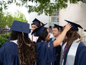 Students preparing for the ceremony