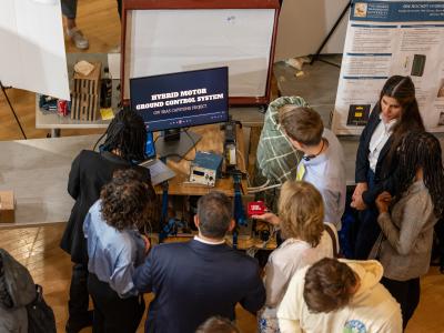 Posters at the Science & Engineering Hall during Friday's showcase