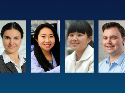 (Left to right) Gina Adam, Ling Hao, Fang Jin and Arkady Yerukhimovich are advancing their fields with the help of NSF Career grants.
