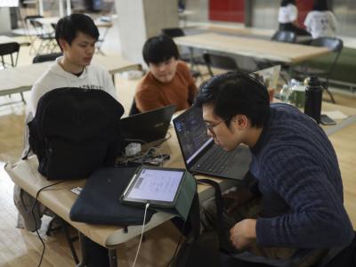 The team working on their prototype