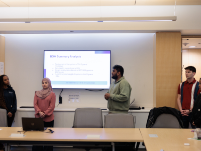 Engineering students presenting a project