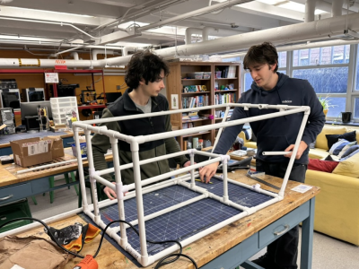Engineering students working on a project