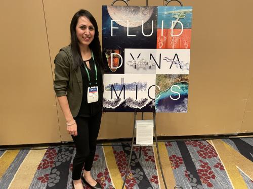 Azar Panah with the composite image during the APS DFD annual meeting