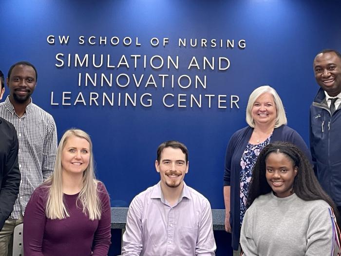 Opal HTM team members, L to R: engineering grad students Sanchit Vijay and Mobolaji Shobanke; nursing student Tabitha Northrup; Connor Roberts; SAIL Center Director Crystel Farina; nursing student Aissatou Thiam; Ekundayo Shittu.