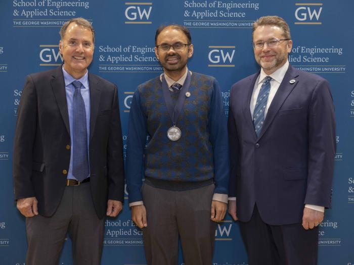 Punit Prakash pictured with mentor Chris Diedrich and Dean John Lach