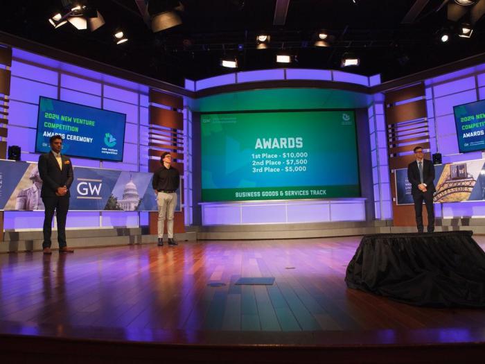 The annual NVC awards ceremony takes place in Jack Morton Auditorium, where the winners of the four vertical tracks find out their placements and prizes. (Rick Reinhard/For GW Today)