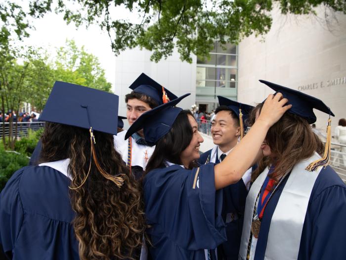 Students preparing for the ceremony