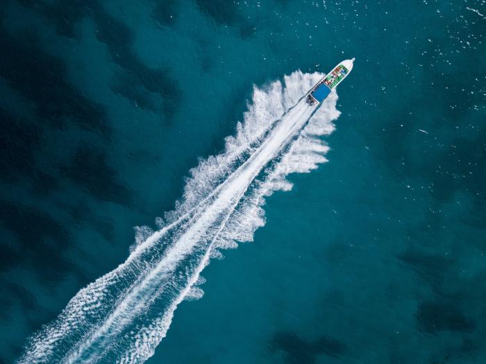 Boat with wake