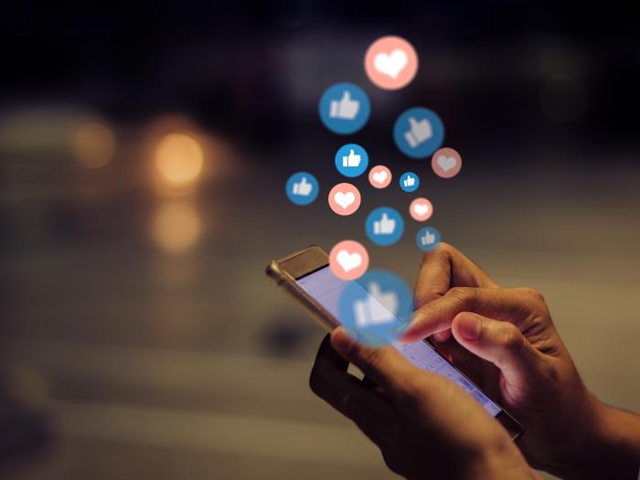 Woman using social media