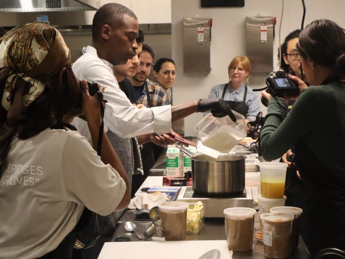 The class watching Chef Jarrod Himes