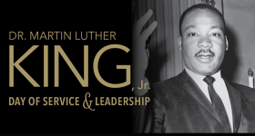 Dr. Martin Luther King Jr Day of Service and Leadership. Photo of Dr. Martin Luther King Jr
